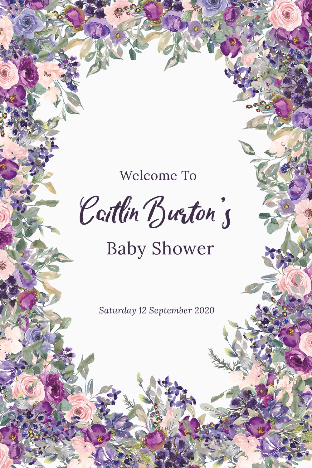Baby Shower Welcome signs - Plum theme
