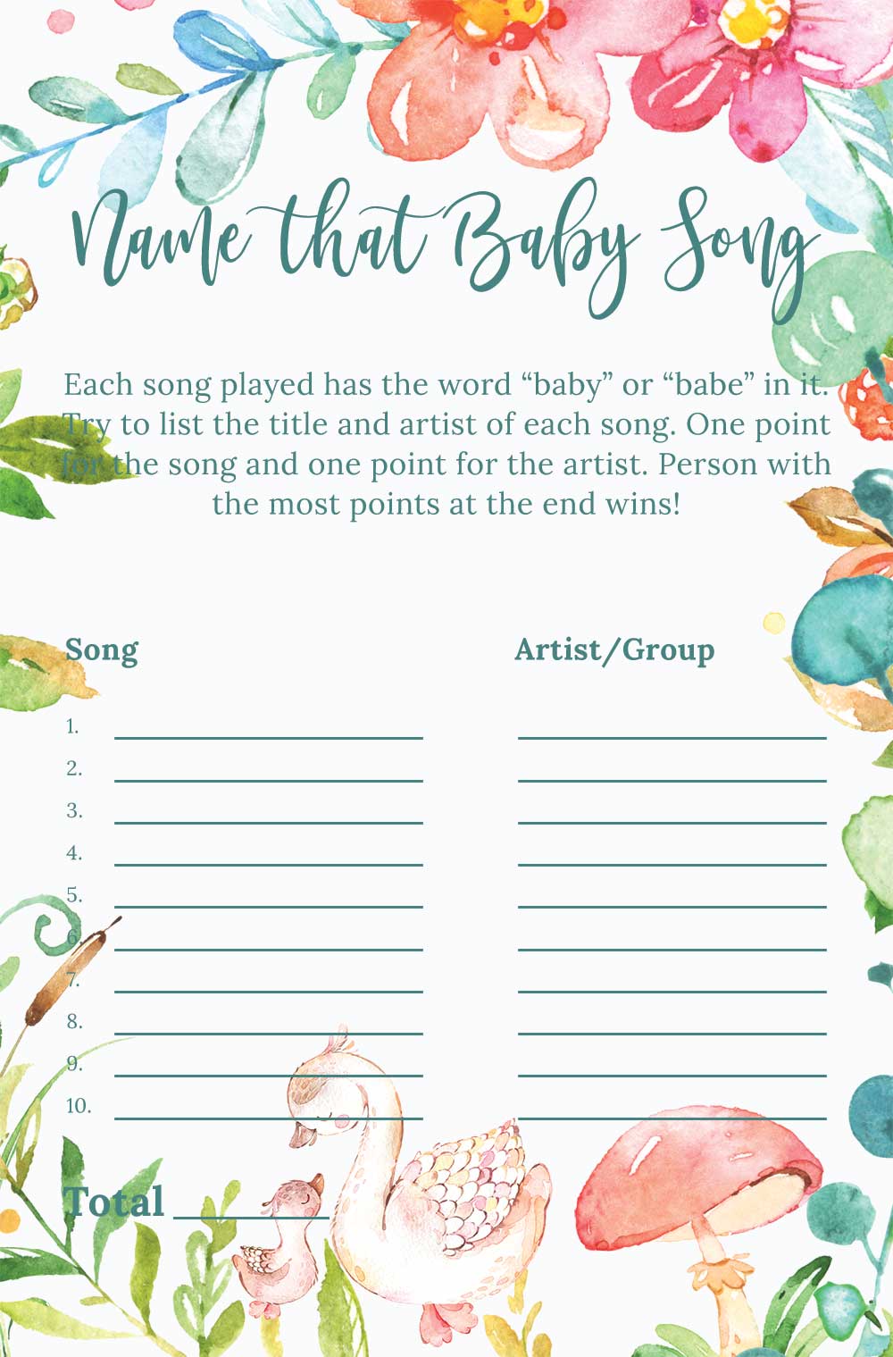Name that baby song game - Raspberry Theme