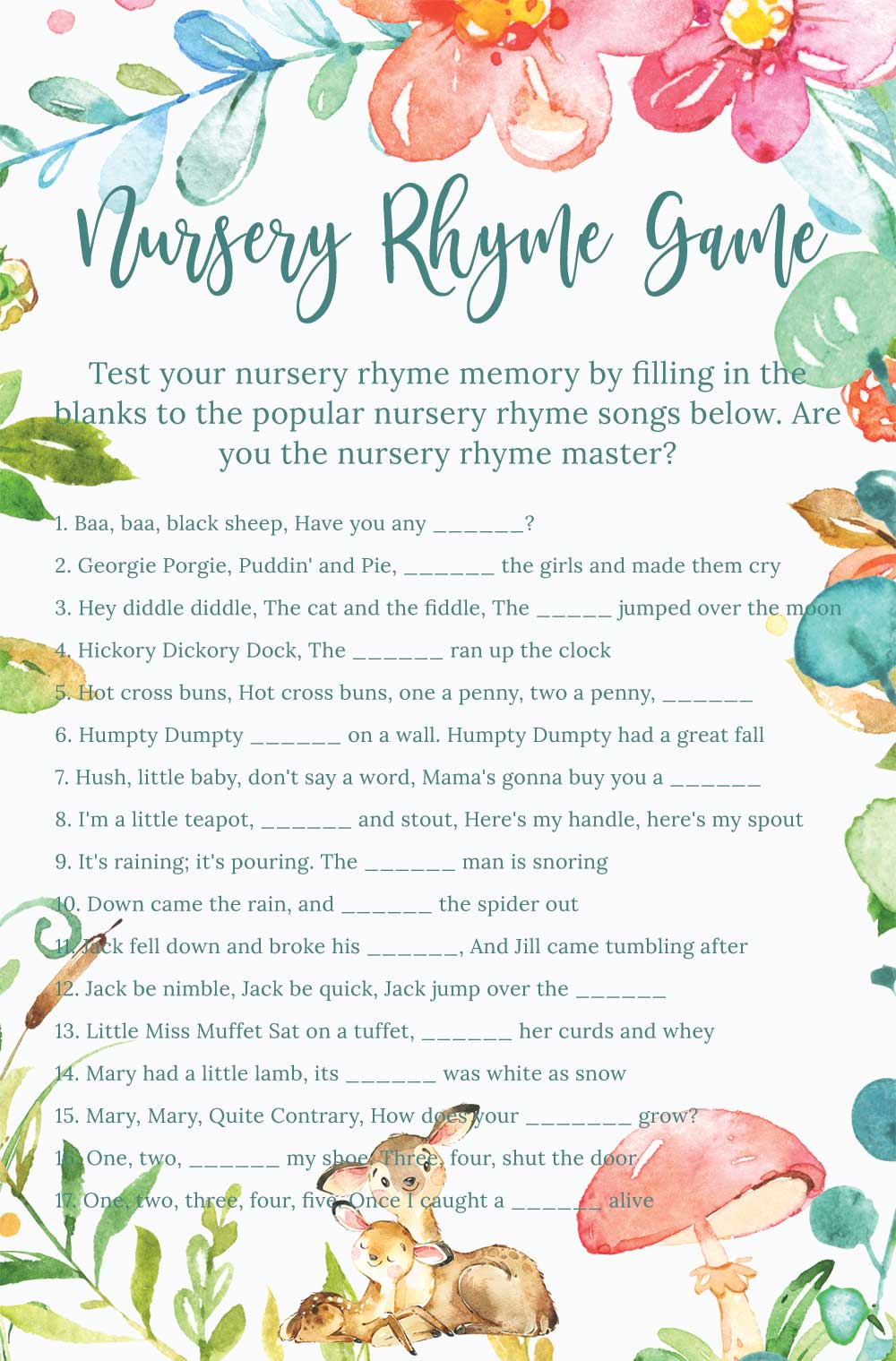 Nursery rhyme game - Raspberry Theme
