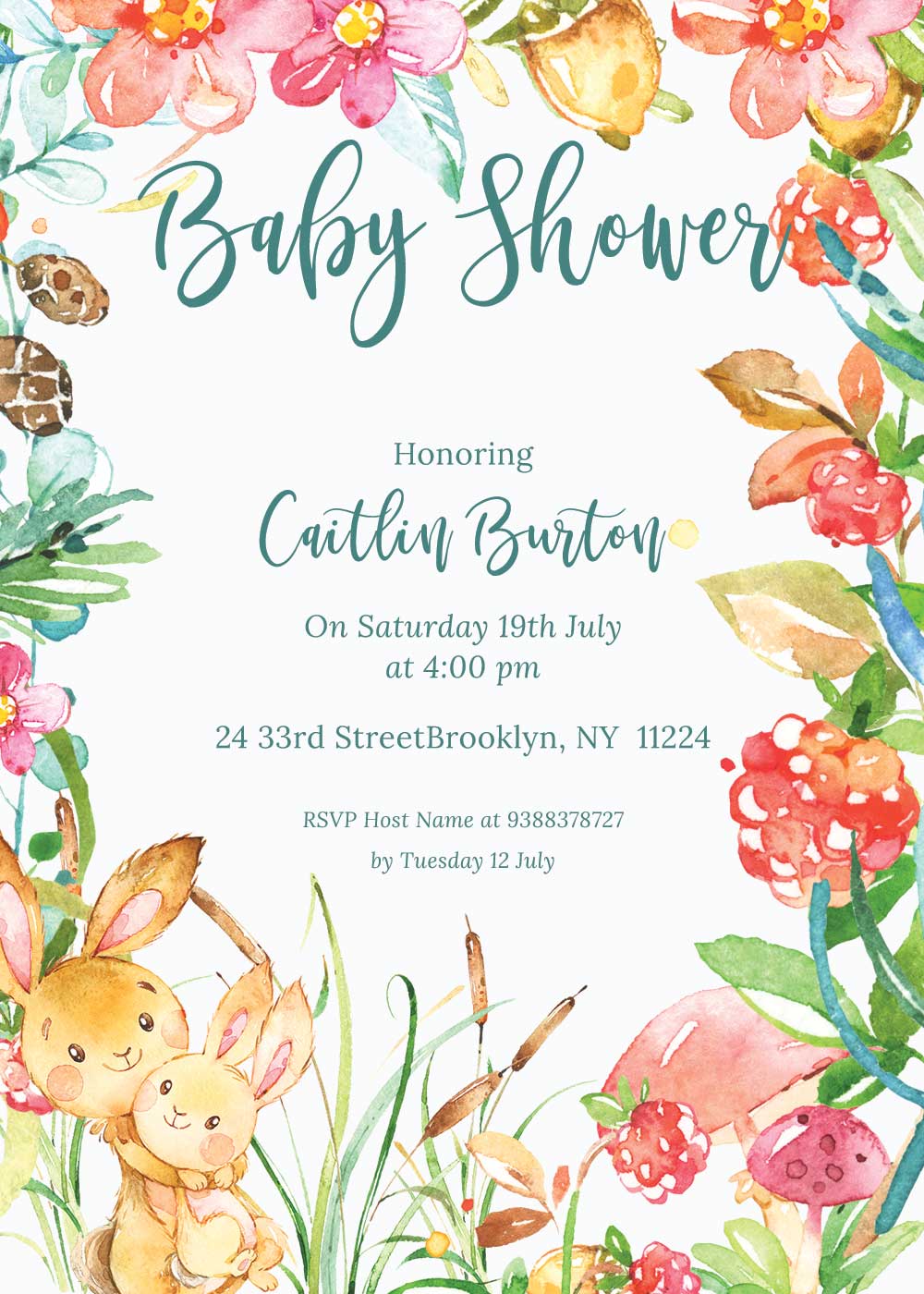 Baby shower invitations - Raspberry Theme