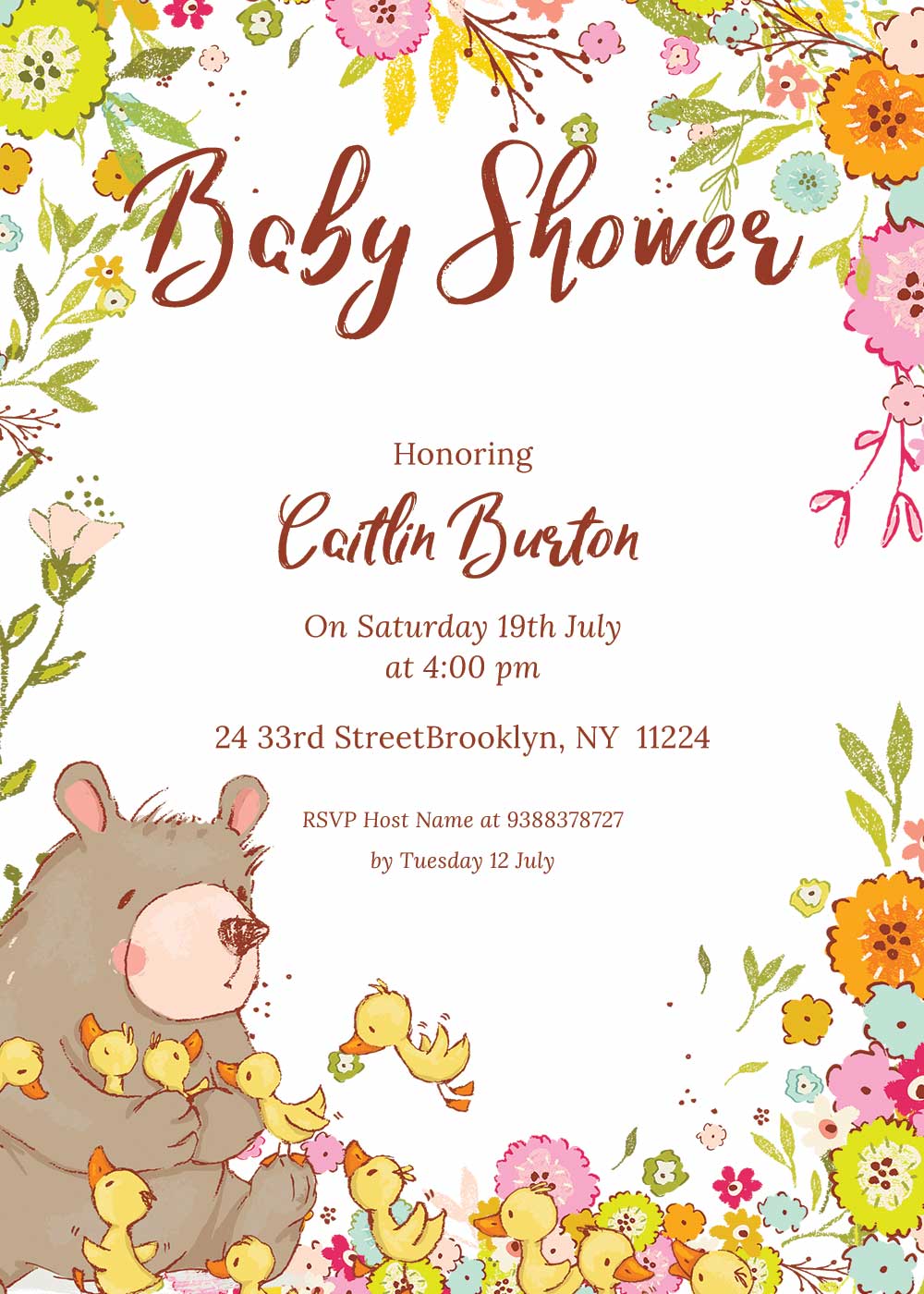 Baby shower invitations - Spring theme