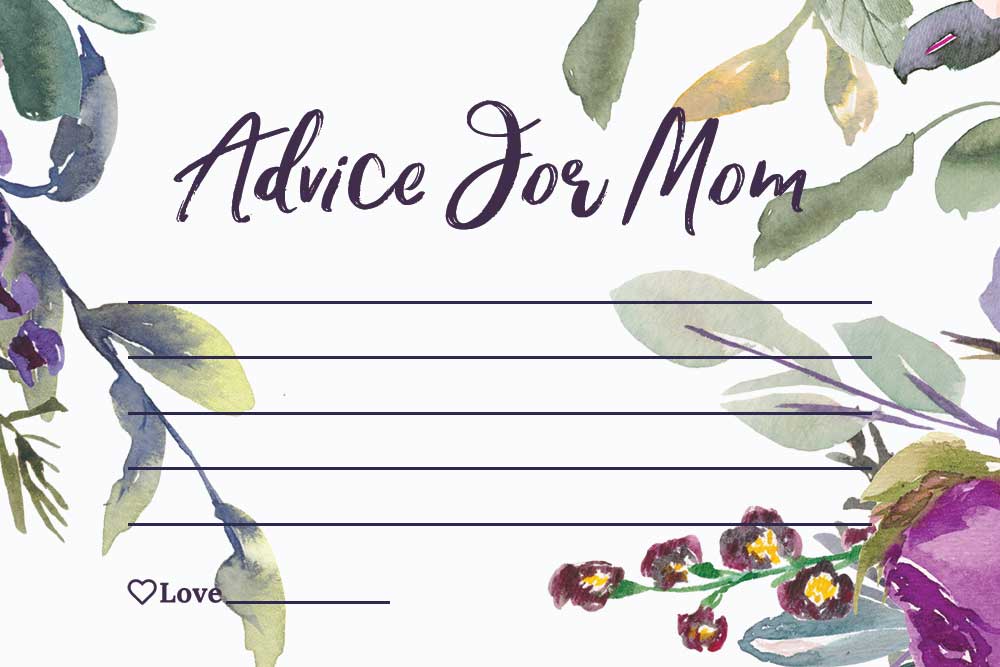 Baby Shower Advice For Mom Cards - Plum Theme