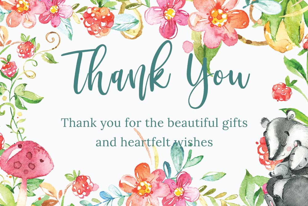 Baby Shower Thank you cards - Raspberry Theme