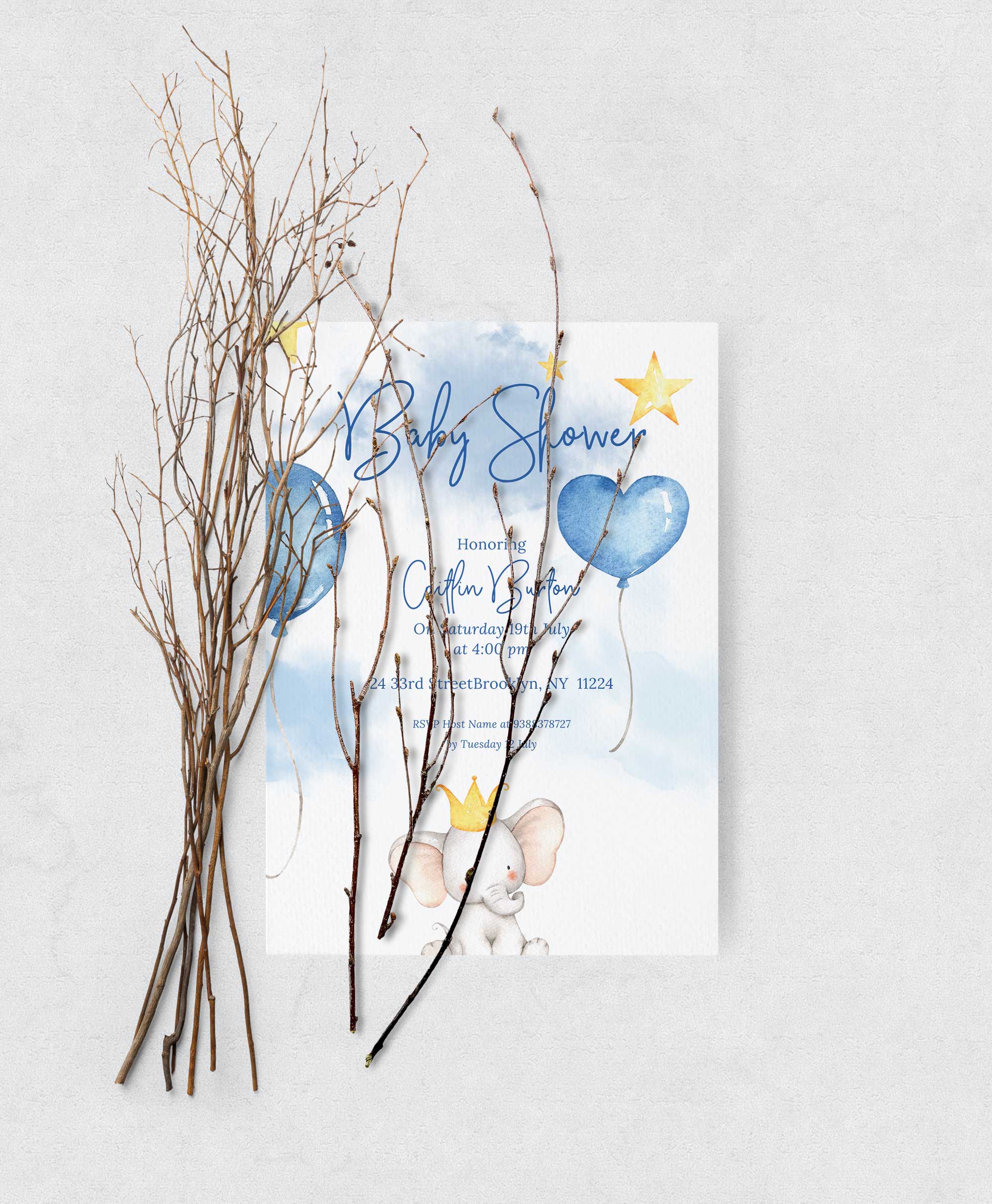 Baby Shower books for baby inserts - Elephant theme